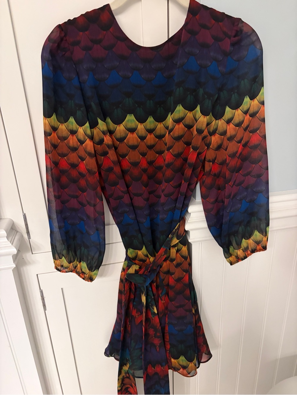 Alice + Olivia Purple and Blue Scallop-Print Dress